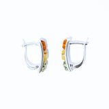 Multicolor-Tone Amber Hoop Earrings
