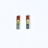 Multicolor-Tone Amber Hoop Earrings