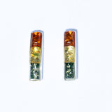 Multicolor-Tone Amber Hoop Earrings