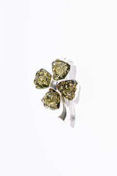 Golden Amber Clover Brooch