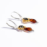 Infinity Classic and Modern Flower Amber Dangling with Gold Plated Earrings