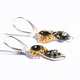 Infinity Classic and Modern Flower Amber Dangling with Gold Plated Earrings