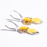 Infinity Classic and Modern Flower Amber Dangling with Gold Plated Earrings
