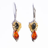 Infinity Classic and Modern Flower Amber Dangling with Gold Plated Earrings