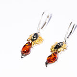 Infinity Classic and Modern Flower Amber Dangling with Gold Plated Earrings