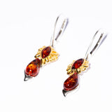 Infinity Classic and Modern Flower Amber Dangling with Gold Plated Earrings