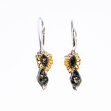Infinity Classic and Modern Flower Amber Dangling with Gold Plated Earrings