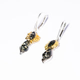Infinity Classic and Modern Flower Amber Dangling with Gold Plated Earrings