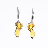 Infinity Classic and Modern Flower Amber Dangling with Gold Plated Earrings