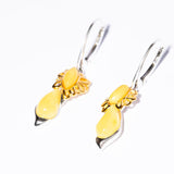 Infinity Classic and Modern Flower Amber Dangling with Gold Plated Earrings
