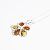 Multicolor Amber Flower Pendant Necklace