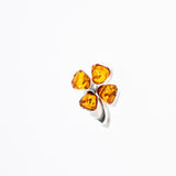 Golden Amber Clover Brooch