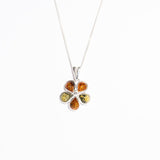 Multicolor Amber Flower Pendant Necklace