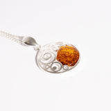 Ornate Amber Pendant Necklace