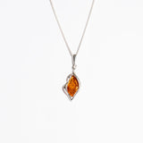 Radiant Curve Amber Pendant Necklace