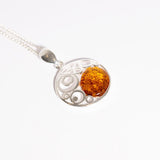 Ornate Amber Pendant Necklace