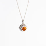 Ornate Amber Pendant Necklace