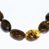 Oval Amber Bead Necklace