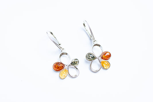 Infinity Flower Amber Dangling Earrings
