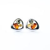 Trio-Tone Baltic Amber Stud Earrings