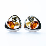 Trio-Tone Baltic Amber Stud Earrings