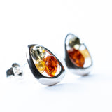 Trio-Tone Baltic Amber Stud Earrings