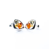 Trio-Tone Baltic Amber Stud Earrings