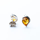 Elegant Baltic Amber Leaf Stud Earrings