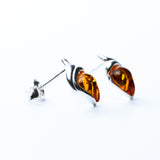 Elegant Baltic Amber Leaf Stud Earrings