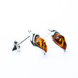 Elegant Baltic Amber Leaf Stud Earrings