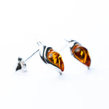 Elegant Baltic Amber Leaf Stud Earrings