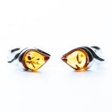 Elegant Baltic Amber Leaf Stud Earrings