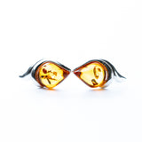 Elegant Baltic Amber Leaf Stud Earrings