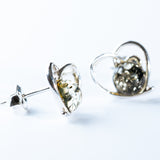 Baltic Amber Heart Stud Earrings