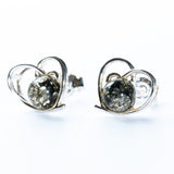 Baltic Amber Heart Stud Earrings