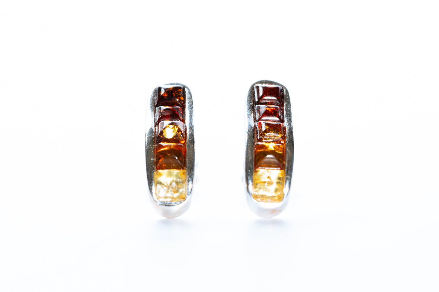 Stylish Gradient Baltic Amber Stud Earrings