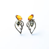 Двухцветные Серьги-Гвоздики с Крыльями Baltic Amber