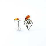 Двухцветные Серьги-Гвоздики с Крыльями Baltic Amber