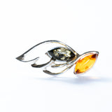 Двухцветные Серьги-Гвоздики с Крыльями Baltic Amber