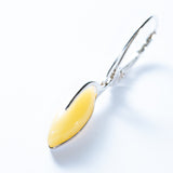 White Baltic Amber Teardrop Earrings