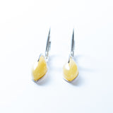 White Baltic Amber Teardrop Earrings