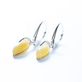 White Baltic Amber Teardrop Earrings