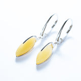 White Baltic Amber Teardrop Earrings