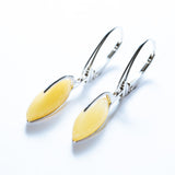 White Baltic Amber Teardrop Earrings