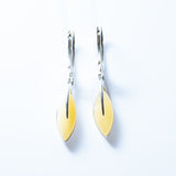 White Baltic Amber Teardrop Earrings