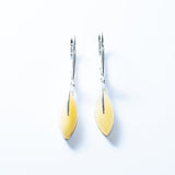 White Baltic Amber Teardrop Earrings