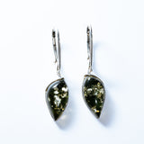 Green Baltic Amber Teardrop Earrings