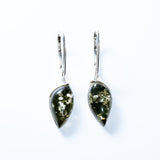 Green Baltic Amber Teardrop Earrings