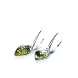 Green Baltic Amber Teardrop Earrings