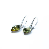 Green Baltic Amber Teardrop Earrings